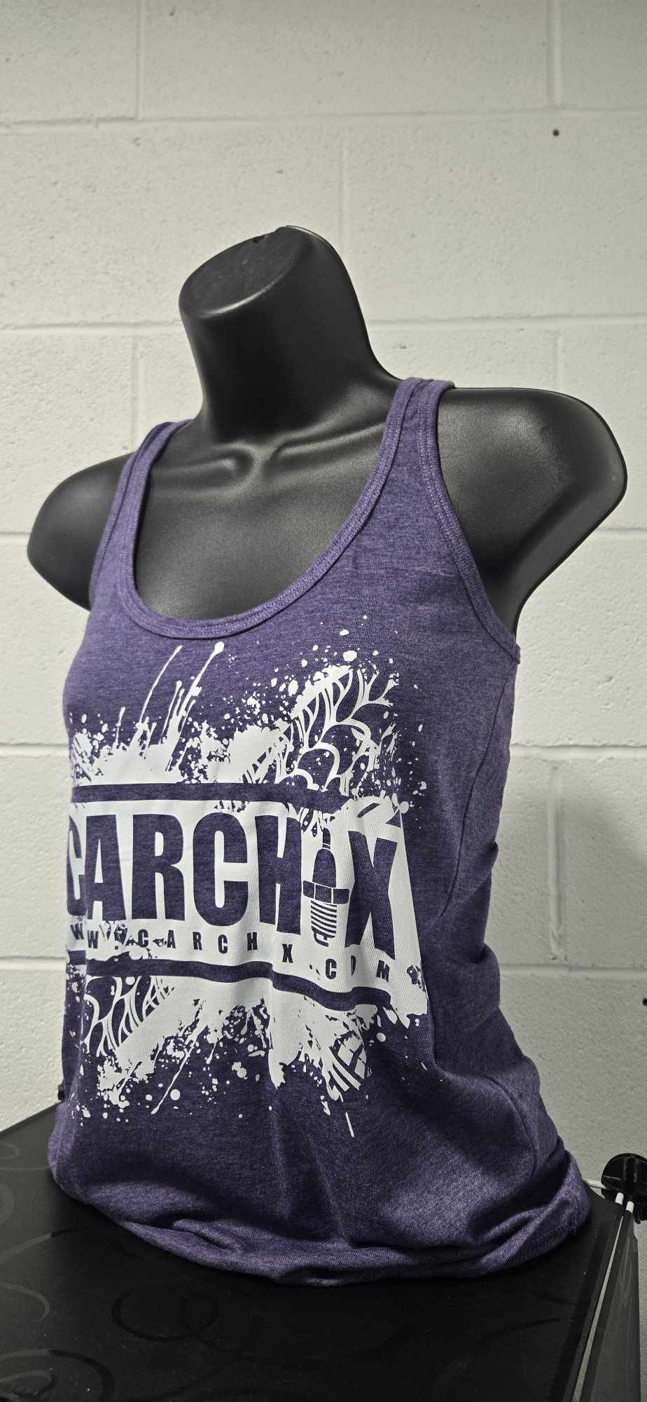 Car Chix Racerback Tank - Heather Purple/White