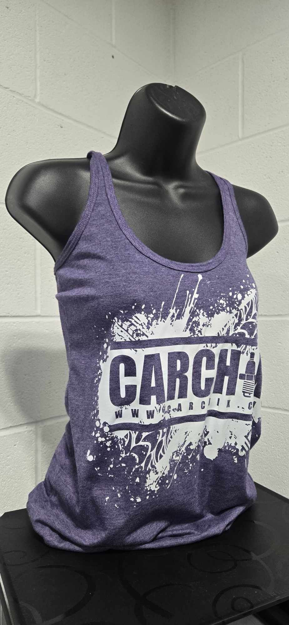 Car Chix Racerback Tank - Heather Purple/White