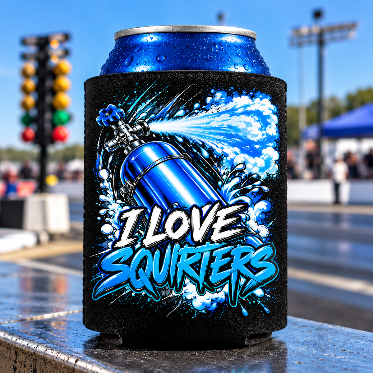 I Love Squirters nitrous racing koozie can cooler by Car Chix