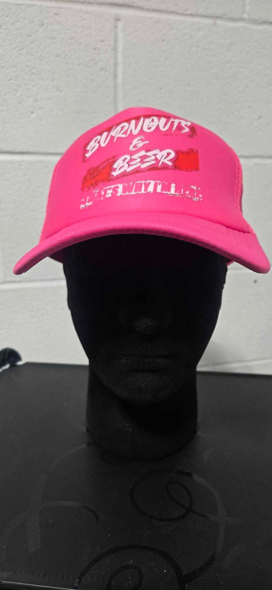 Burnouts & Beer Foam Trucker Hat - Pink