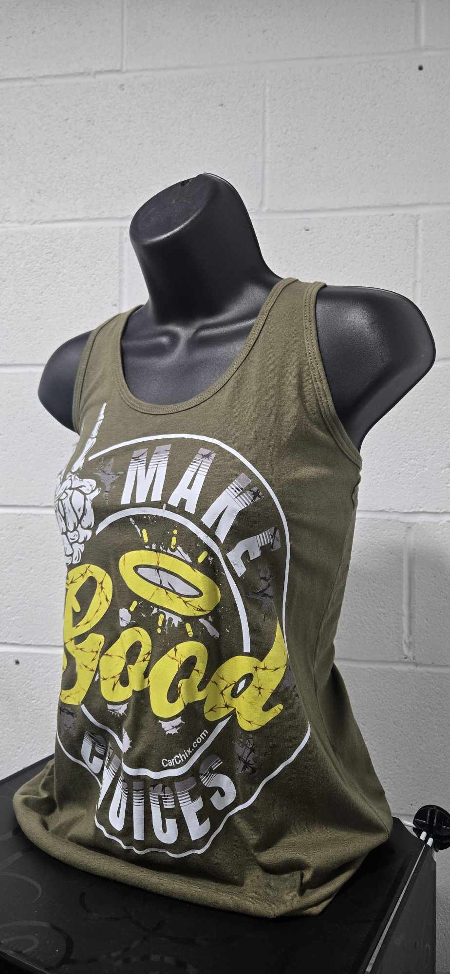 Make Good Choices Racerback Tank - Military Green