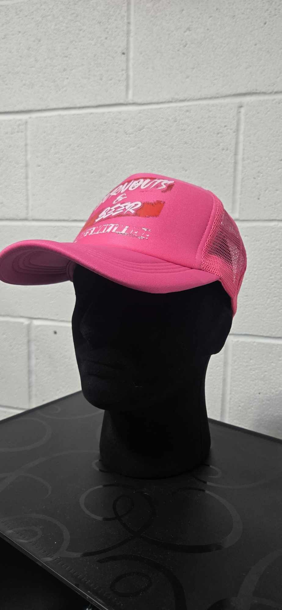 Burnouts & Beer Foam Trucker Hat - Pink