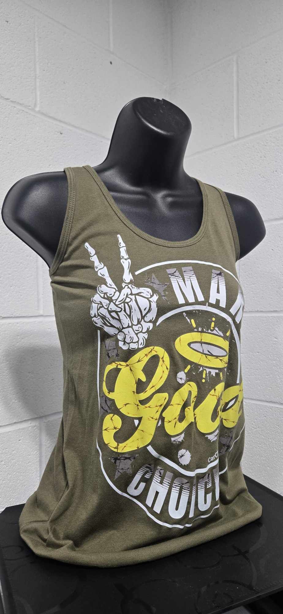 Make Good Choices Racerback Tank - Military Green