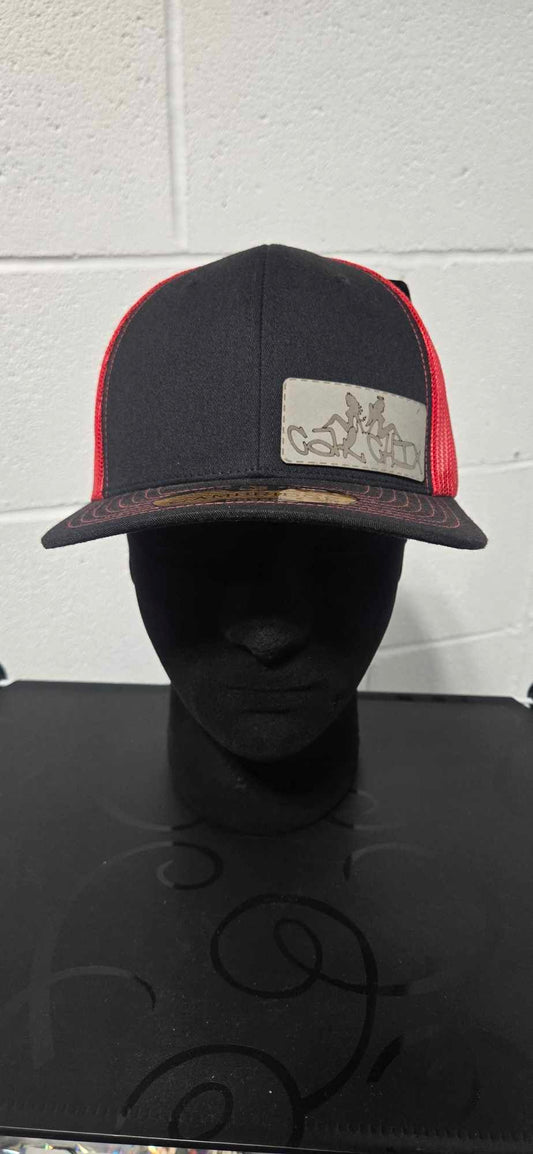 Car Chix Panel Hat with Leather Patch - Black/Red