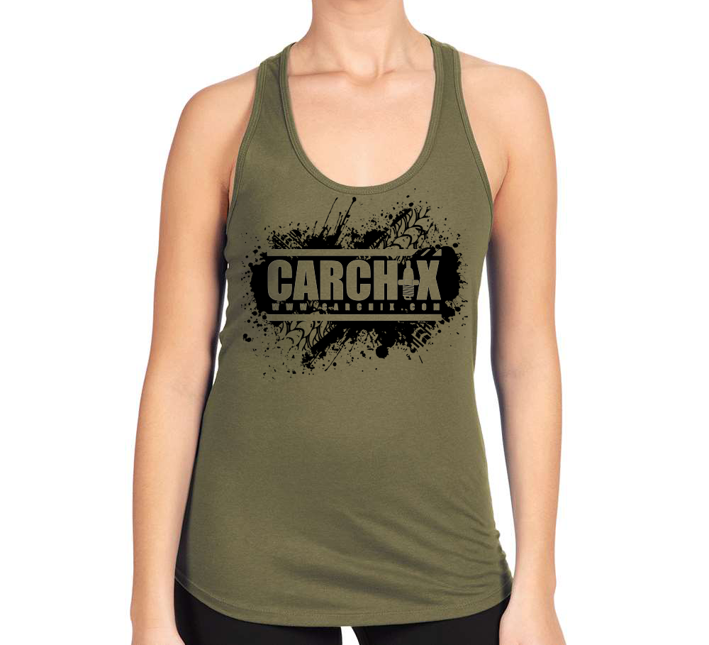 Car Chix Tire Grunge Tank - Military Green