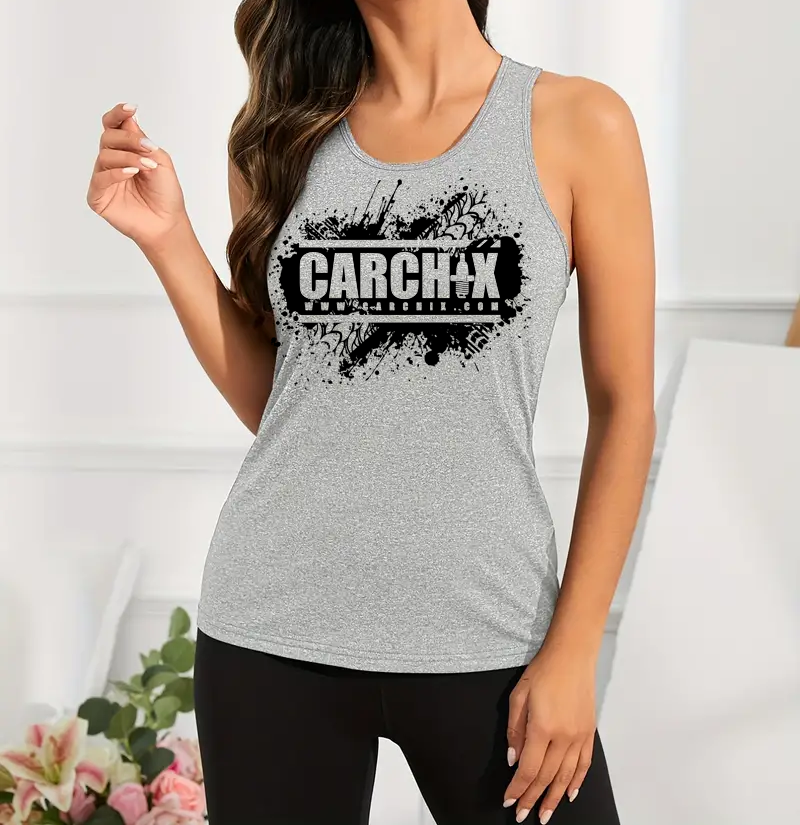 Shredded Back Car Chix Tire Design Tank - Grey