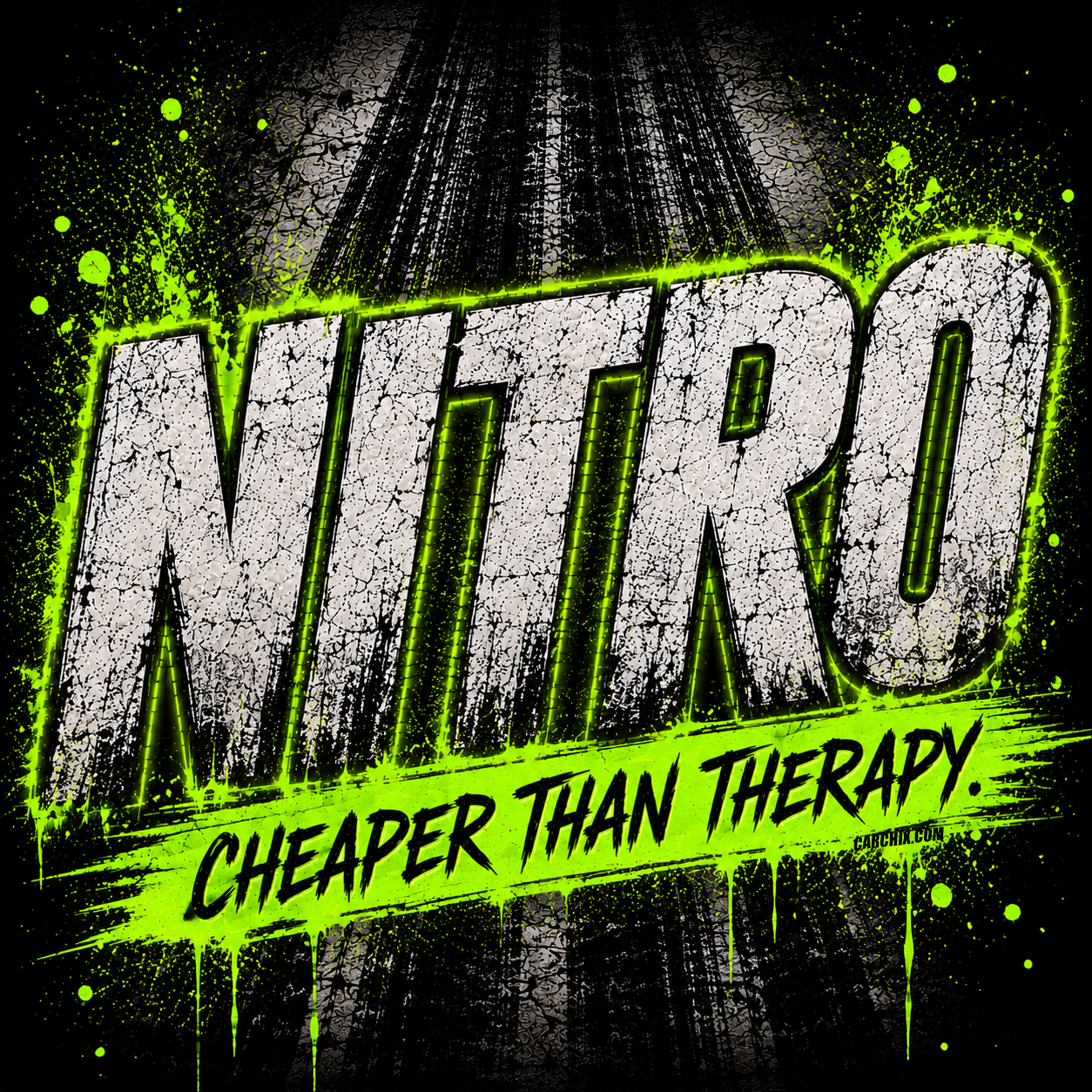 Nitro Cheaper Than Therapy drag racing graphic by Car Chix