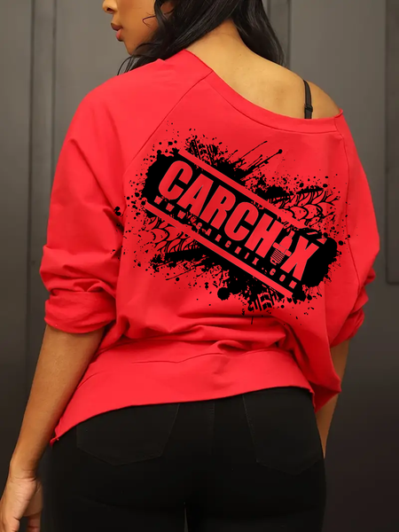 Car Chix Ripped Asymmetrical Neck Long Sleeve Shirt