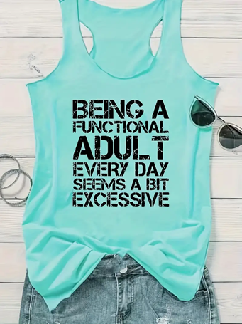 Being a Functional Adult Everyday Seems Excessive Tank Tops - Sky Blue