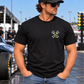 Front view of black Want Me to Go Faster T-shirt with Car Chix left chest logo
