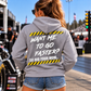 Woman wearing grey Want Me to Go Faster So Did Your Mom racing hoodie by Car Chix