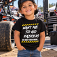 Toddler boy wearing black Want Me to Go Faster So Did Your Mom racing T-shirt by Car Chix