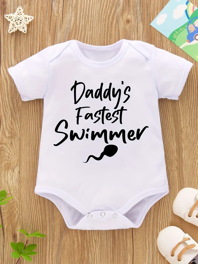 Daddy's Fastest Swimmer Baby Onesie - White