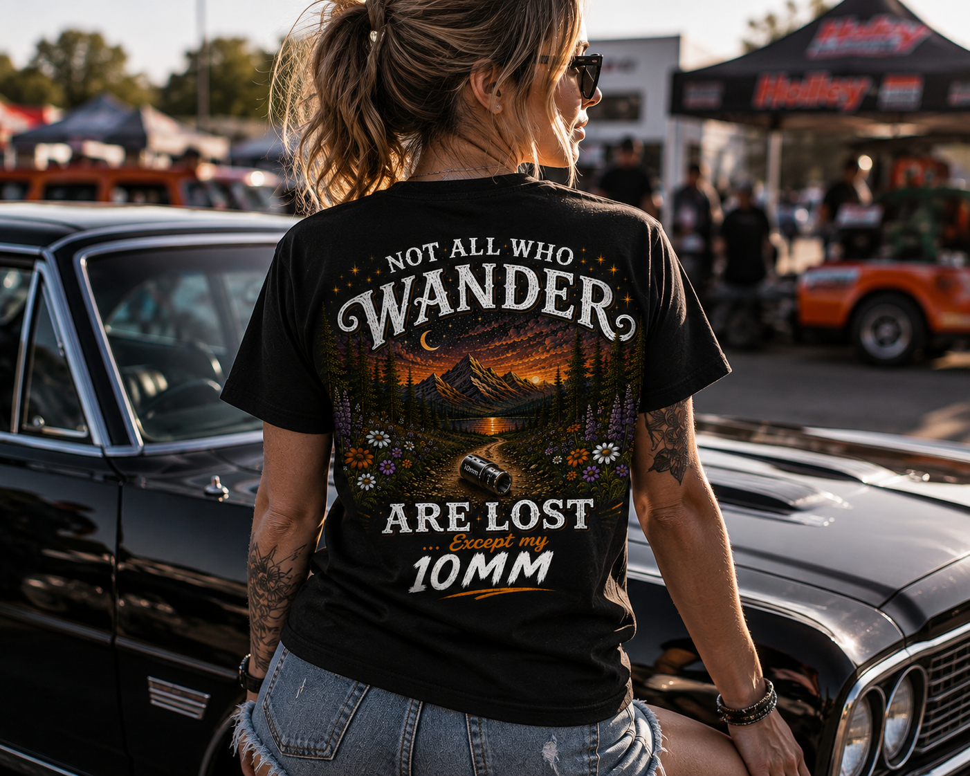 Not All Who Wander Are Lost Except My 10mm mechanic T-shirt for women by Car Chix