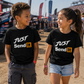 Young race fans wearing Car Chix Just Send It kids racing shirts in the pits