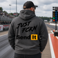 Dark Grey Just Fckn Send It drag racing hoodie with large back graphic by Car Chix