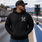 Black Just Fckn Send It hoodie with Car Chix CC Piston Crest on left chest