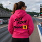 Pink Just Fckn Send It unisex racing hoodie with large back graphic by Car Chix