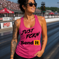 Just Fckn Send It women's pink racerback racing tank top by Car Chix