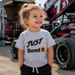 Just Send It light grey toddler racing T-shirt by Car Chix