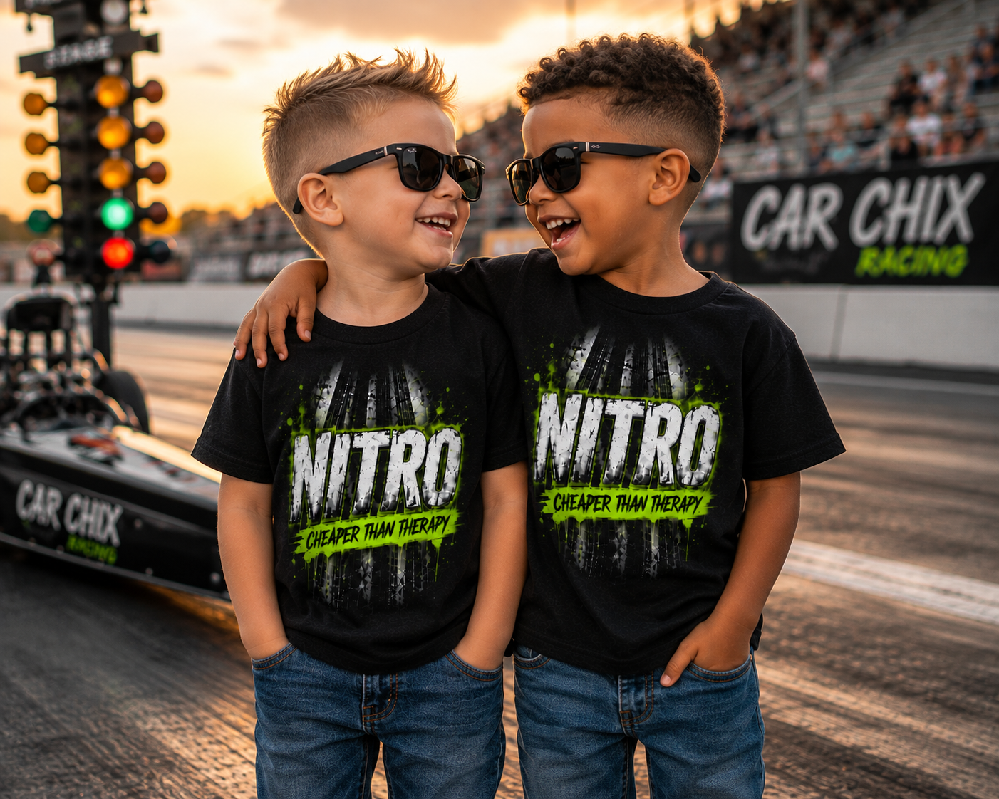 Nitro Cheaper Than Therapy toddler t-shirt
Toddler drag racing shirt by Car Chix
Little racer Nitro t-shirt
Toddler race day shirt
Future racer toddler shirt
Kids motorsports apparel
Black toddler drag racing tee
Car Chix toddler shirt