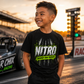 Young race fan wearing Nitro Cheaper Than Therapy youth racing shirt by Car Chix