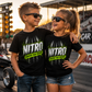 Kids wearing matching Nitro Cheaper Than Therapy drag racing shirts by Car Chix