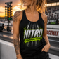 Woman wearing Nitro Cheaper Than Therapy women's racerback tank by Car Chix at the drag strip