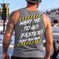 Man wearing grey Want Me to Go Faster So Did Your Mom racing tank top by Car Chix
