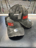 Distressed Spark Plug Hat - Black with Red Lettering