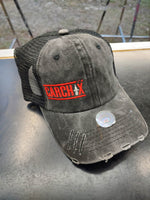 Distressed Spark Plug Hat - Black with Red Lettering
