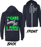 I Like Cars & Maybe Like 3 People Hooded Long Sleeve Zip-Up Shirt