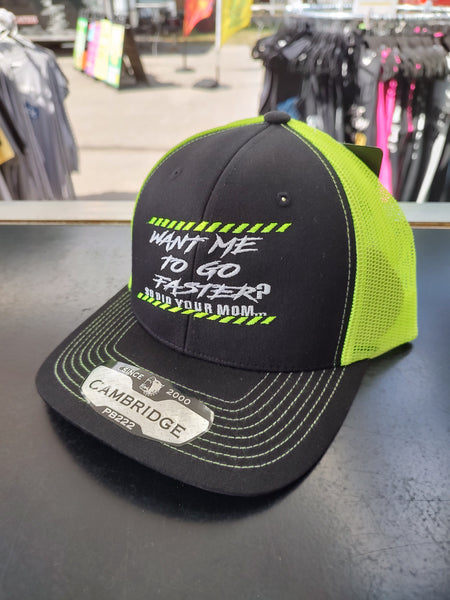 Want Me to Go Faster So Did Your Mom Snapback Hat - Neon Yellow