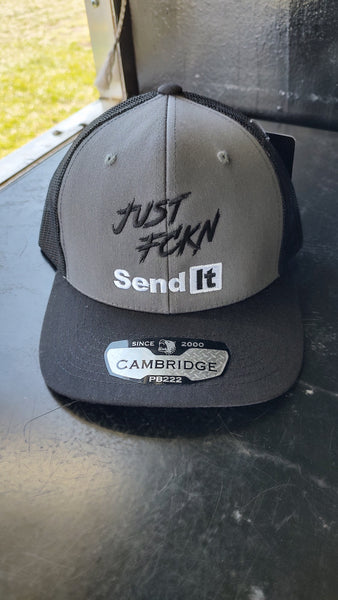 Just FCKN Send It Snapback Hat - Grey with Black Mesh