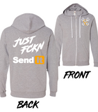 Just FCKN' Send It Hooded Long Sleeve Zip-Up Shirt - Sport Grey