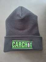 Car Chix Spark Plug Knit Cuffed Winter Beanie - Black & Neon Green