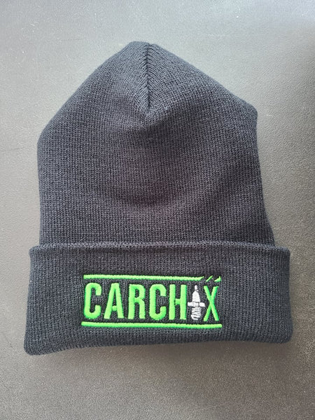 Car Chix Spark Plug Knit Cuffed Winter Beanie - Black & Neon Green