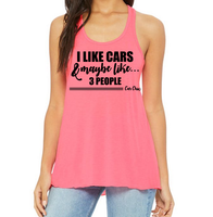 I Like Cars & Maybe Like 3 People Tank Top - Neon Pink