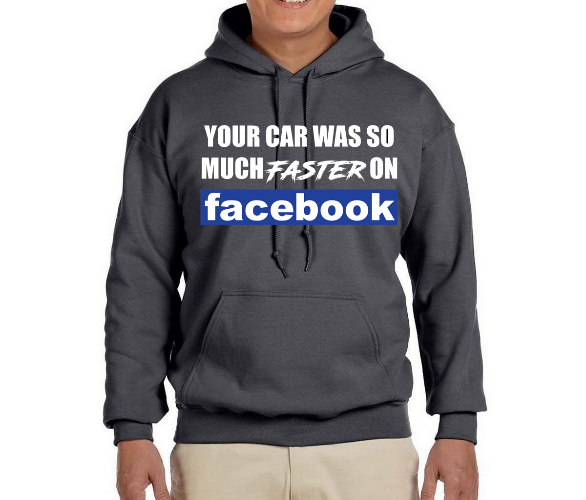 your car was so much faster on facebook heather grey hoodie mock up